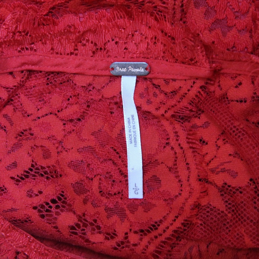 Free People Lace Tank Top Open Back Shirt Red - Picture 7 of 8